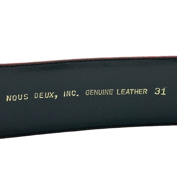 Wide Lizard Embossed Red Leather Belt With Gold Toned Buckle Vintage Size 31 - Picture 3 of 6